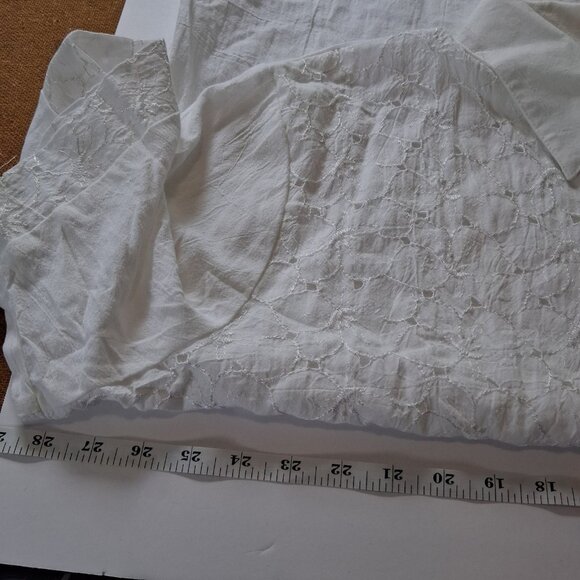 Vintage Maggie Sweet Womens Floral Button Up Top Size 3X White Swiss Dot Career - Picture 9 of 9